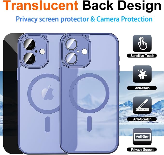 for iPhone 16 Plus Case with Privacy Screen Protector and Camera Protection