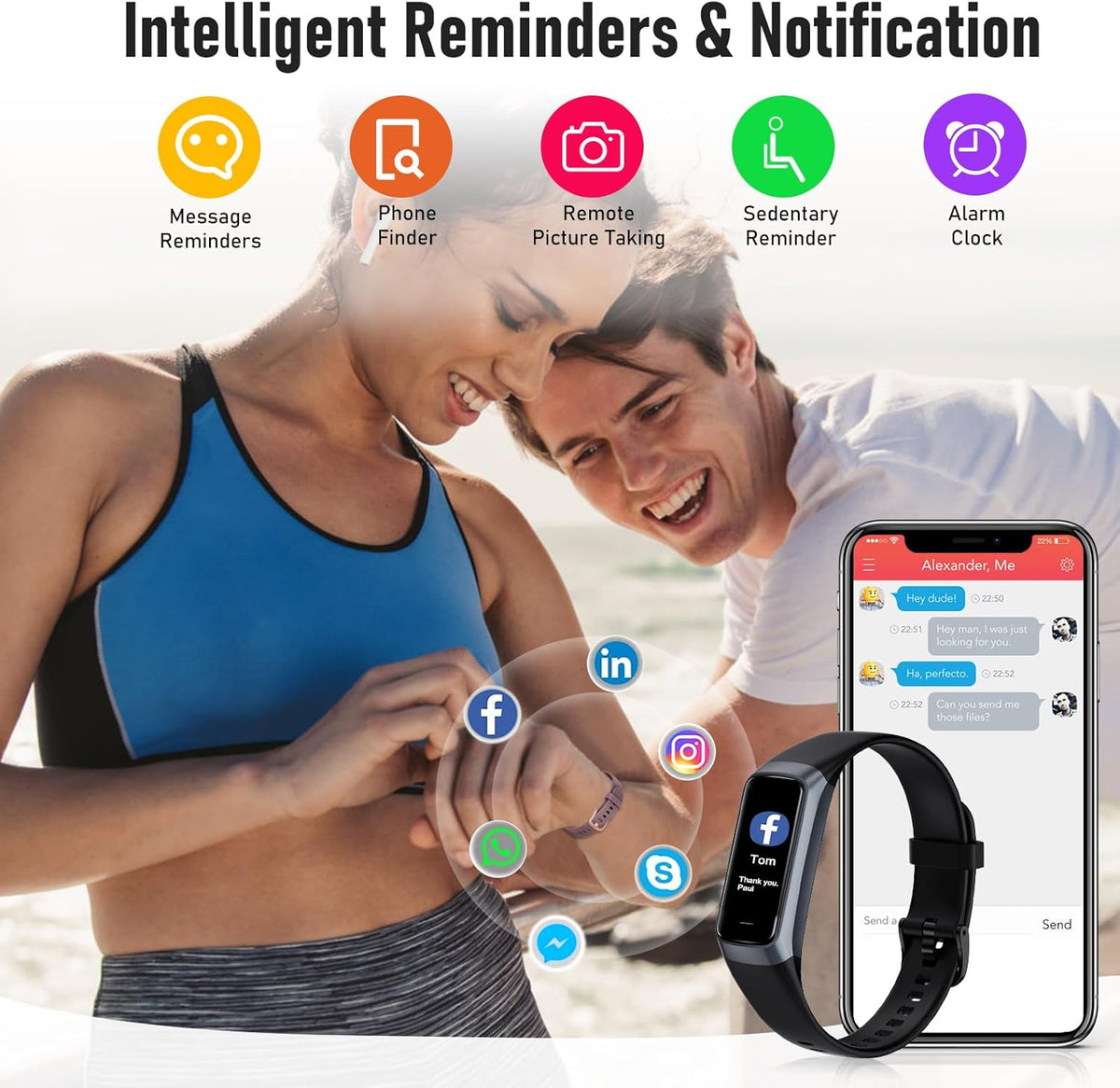 Skiennix Fitness Tracker - 24/7 Heart Rate & Blood Oxygen Monitor | Waterproof Smart Watch for Men & Women