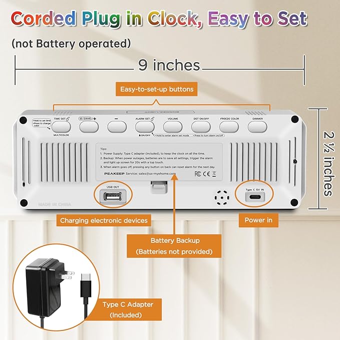 Peakeep Large Display Digital Alarm Clock