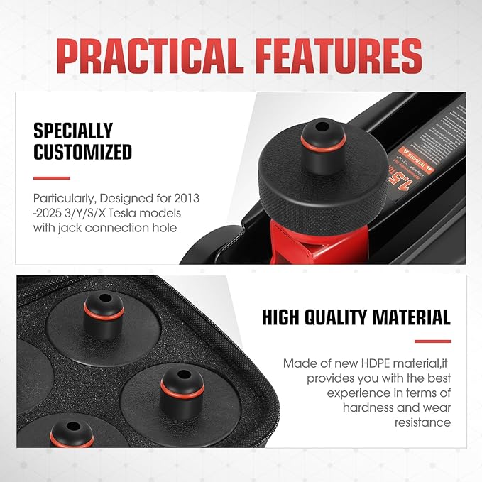 DNA MOTORING 4pcs Lifting Jack Pad for Tesla Model 3/Y/S/X, Tesla Floor Jack Adapters, Tesla Jack Pads Lifting Jack Pad, Accessories for Tesla Vehicles 2013 to 2025, w/Case, TOOLS-00628