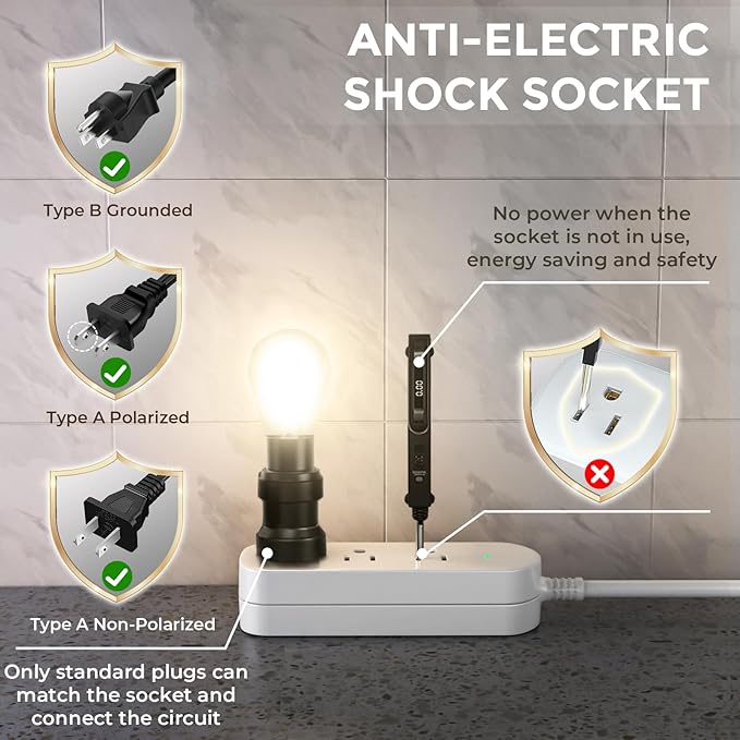 Outdoor Power Strip Weatherproof, IPX6 Waterproof Surge Protector with 3 Wide Outlets, 1625W/13A, 5FT Extension Cord, Wall Mountable for Indoor Outdoor, UL FCC Listed-White