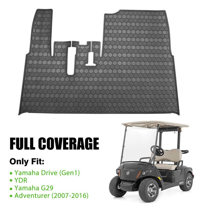 Yamaha Drive G29 Golf Cart Full Coverage Floor Liner Mat, Only Fits Yamaha Drive (Gen1), G29, YDR, Adventurer (2007-2016), Upgraded Non-Slip, 8MM Thick Rubber Floor Mats, Black Trim