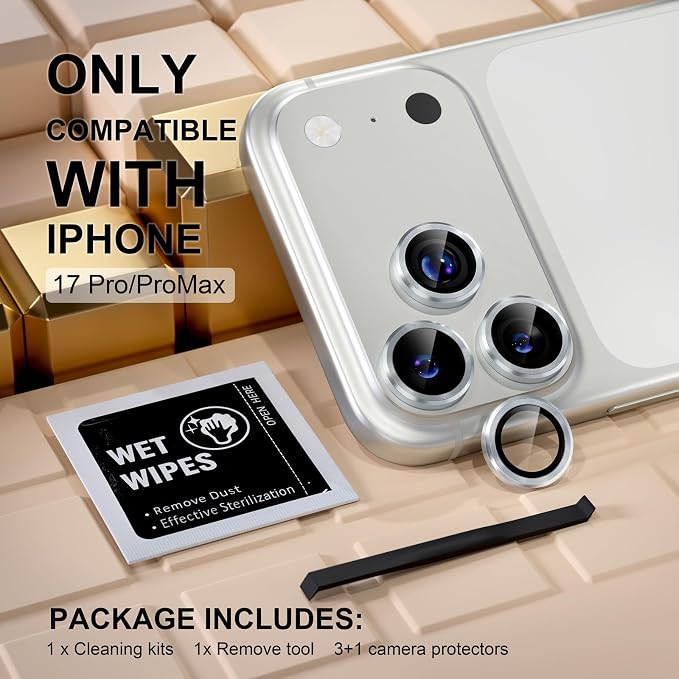 Misea Compatible for iPhone 17 Pro/iPhone 17 Pro Max Camera Lens Protector
