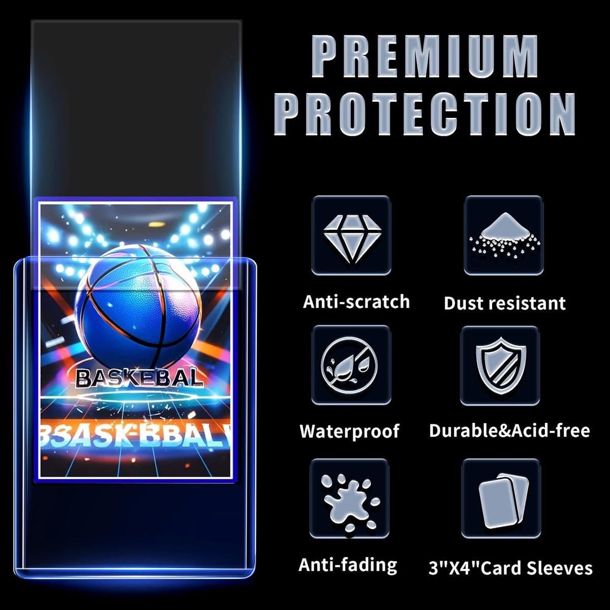 Skiennix 2000 Card Sleeves - Premium Hard Plastic Toploaders & Soft Sleeves for Trading Cards | 3" x 4" Size