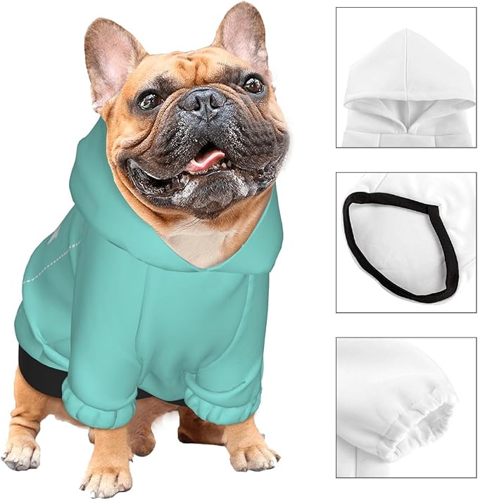 Dog Costume, Custom Dog Hoodie, Dog Name Costume Holiday Pet Pajamas Outfit, Personalized Pet Coat Costumes for Small Medium Large Dogs and Cats for Winter, Turquoise, L