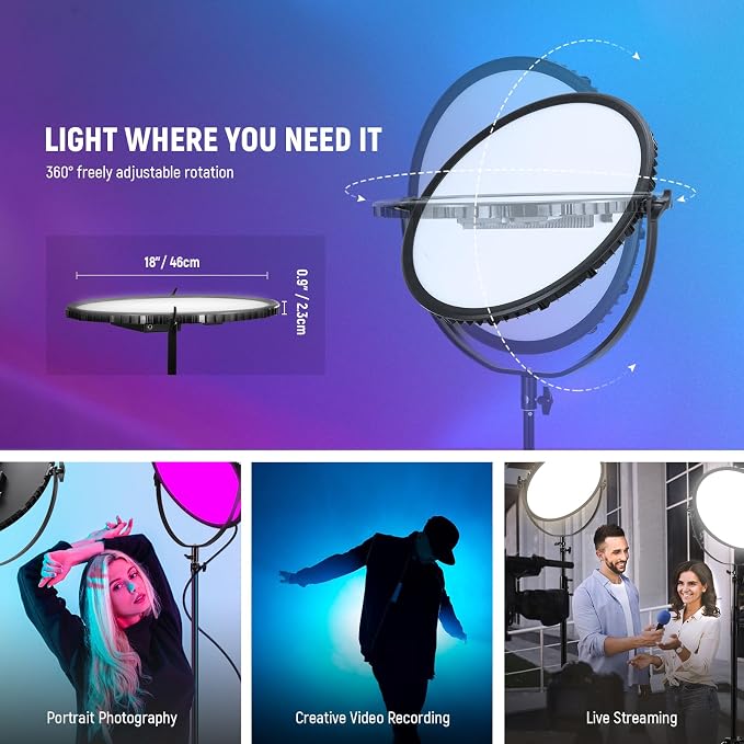 NEEWER 18" RGB LED Round Panel Video Light