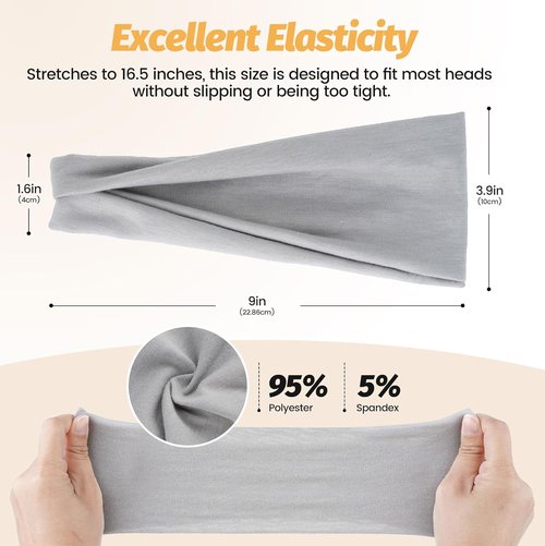 Headbands for Women by [Brand Name] - 6 Pack Wide Elastic Hair Bands | Soft Non-Slip Sweatbands for Workouts & Daily Use