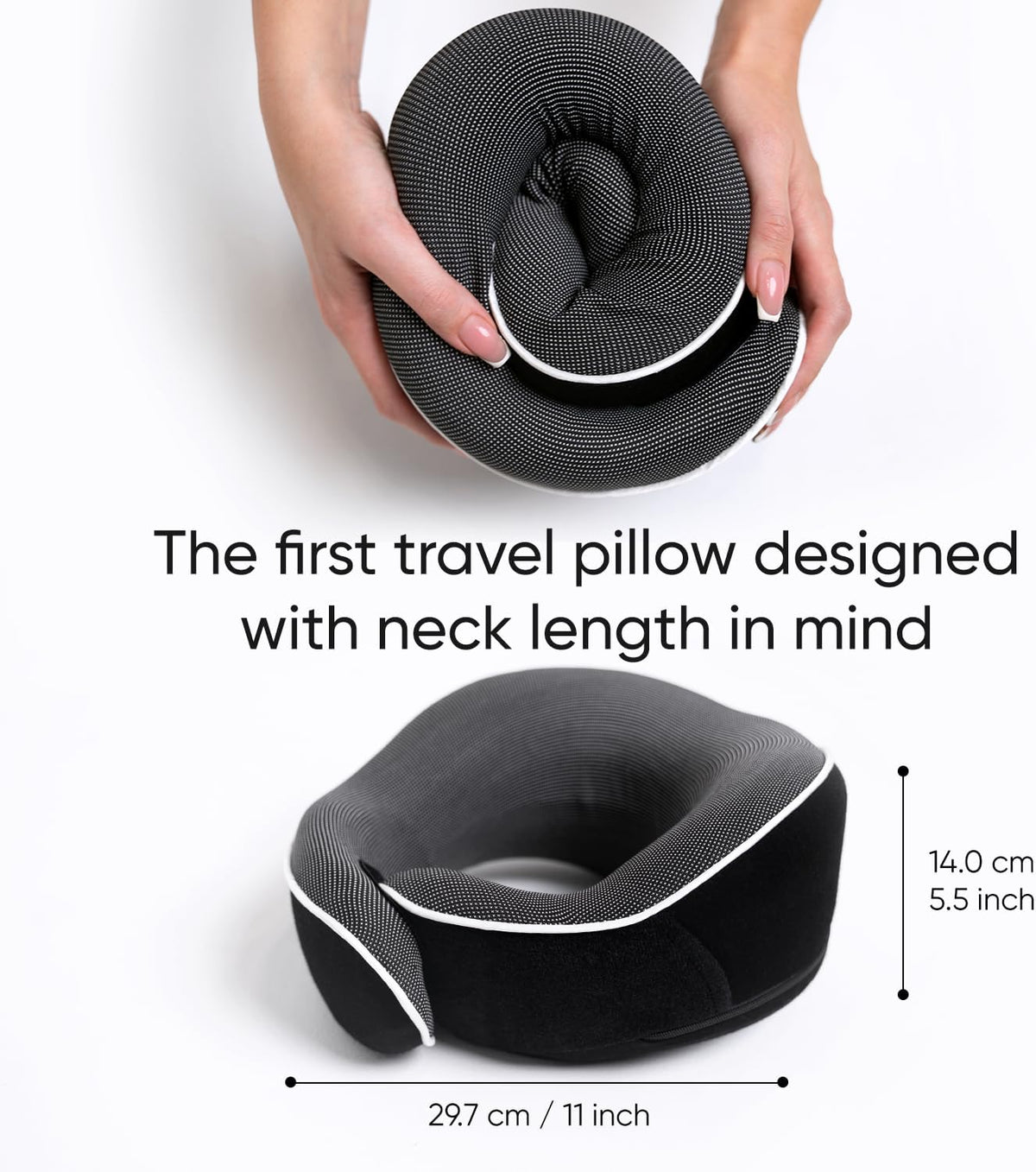 Proglobe Orthopedic Neck Pillow, Travel Neck Pillows for Airplanes, Memory Foam Kit, 360° Head Support, Airplane Pillow Set with 3D Contoured Eye Masks, Earplugs, and Luxury Mesh Bag (Black)