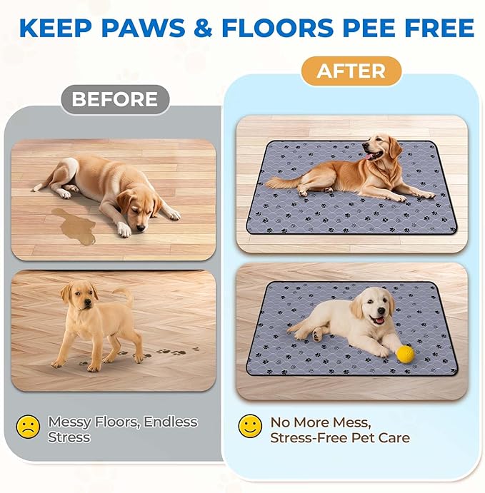 Fostanfly Washable Pee Pads for Dogs, Ultra-Absorbent & Leakproof Reusable Puppy Pads Non-Slip Protects Against Urine Leakage for Potty Training-4 Pack 18"x24" Add 8 Lanyards