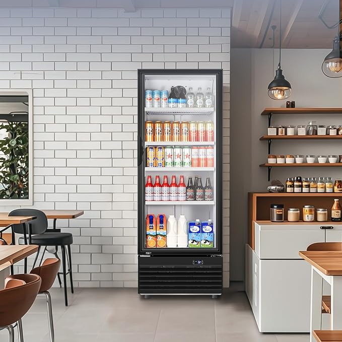 Glass Door Beverage Display Refrigerator 350L 590 Can Black | Fast cool, low noise, self-closing door, glass door, for store/office