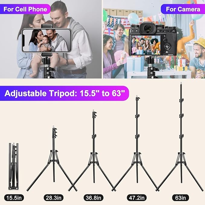 12.3" Ring Light with Stand & Phone Holder Tall 75", 51 Color Modes Circle