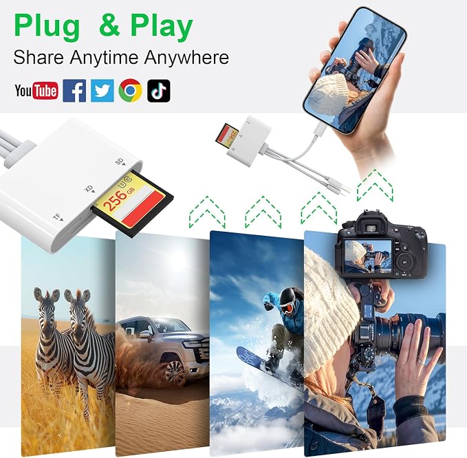 XD Card Reader, SD Card Reader for iPhone, 3 in 1 SD/TF/XD Card Reader Adapter