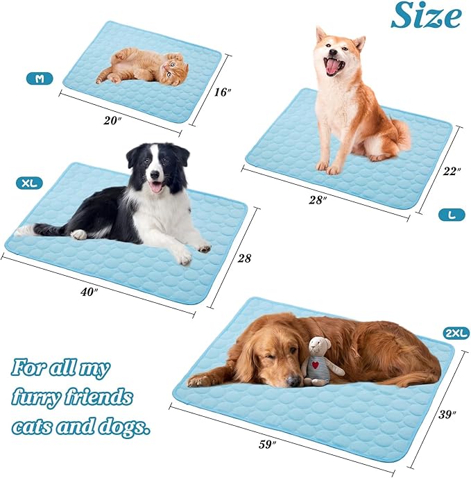 SHEJIZE Dog Cooling Mat Dog Cooling Pad Self Cooling Blanket, Washable Cooling Mat for Dogs, Pet Cooling Mat Keeps Pets Cool in Summer Heat, Resuable Fabric Cooling Mat (Blue, 15x20inch)