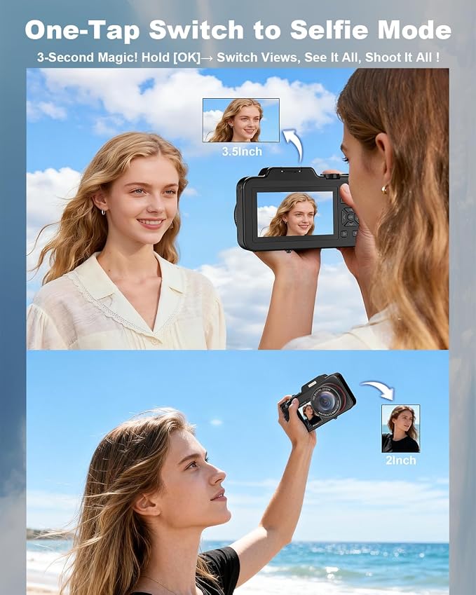 5K-Digital-Cameras for Photography: 2026 Upgrade 80MP 3.5"+2" Dual Screen for