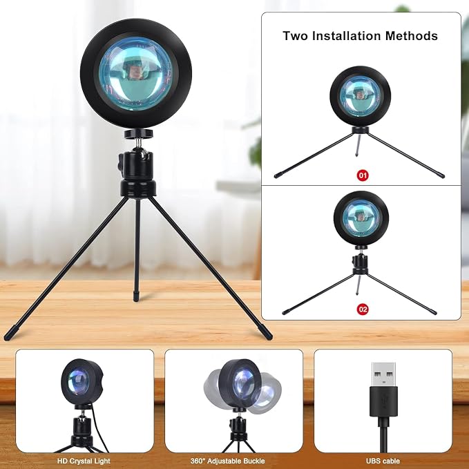 13" Selfie Ring Light with Stand 76" Tall & Phone Holders, Sunset Lamp