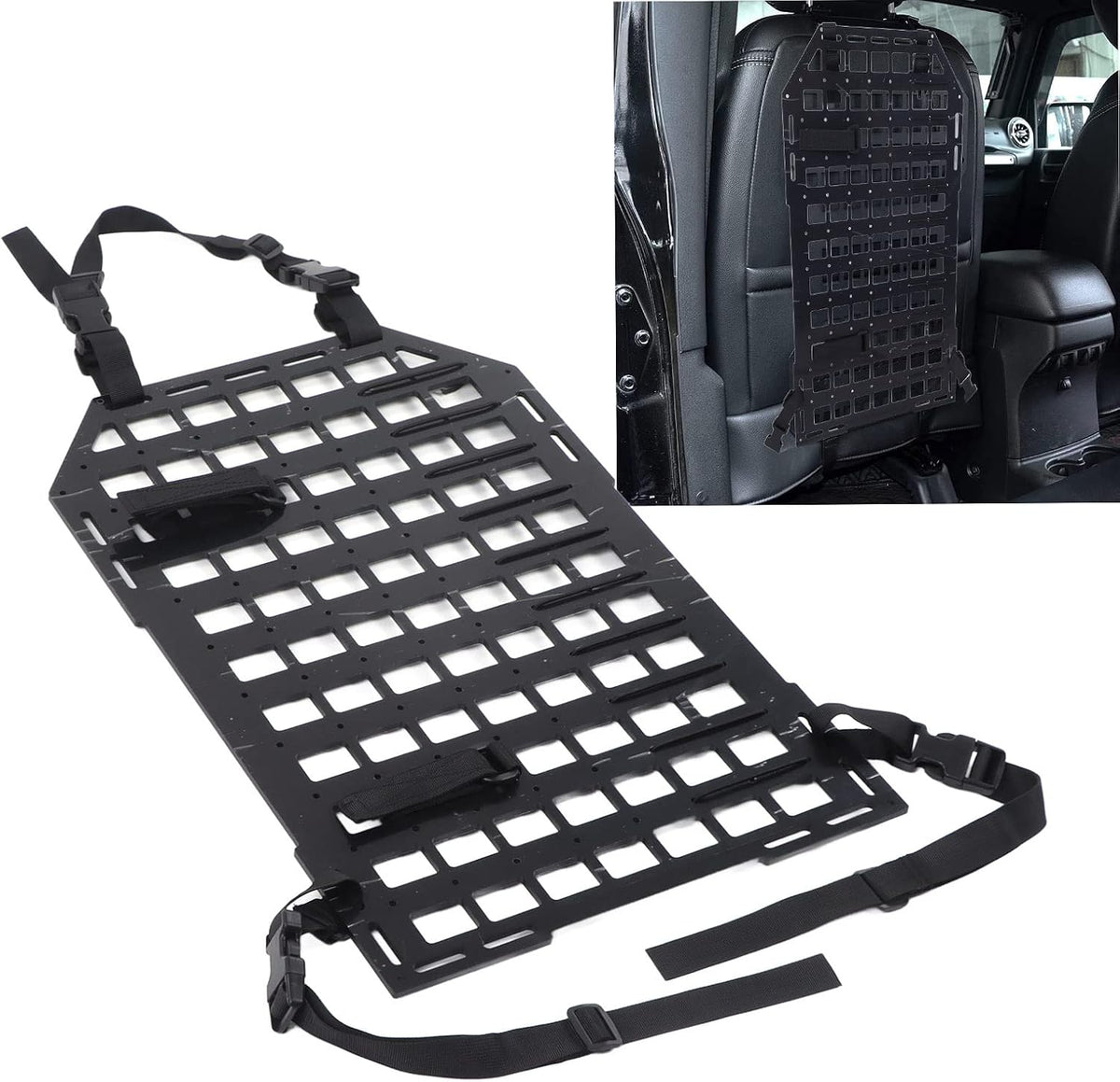 Bnineteenteam Car Backseat Organizer, 21.65x14.17in SUV Backseat Storage Molle Panel with Fastening Straps, for Camping, Off Road Equipment