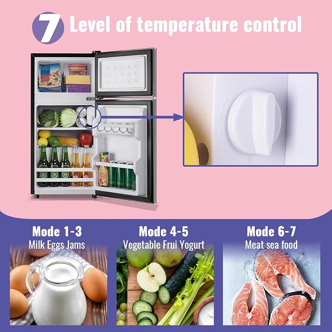 2.4 Cu.Ft Small Refrigerator with Freezer Dorm Mini Fridge with Removable Plastic Shelves Mini Refrigerator Ideal for Home, Office,Dormitory Gray