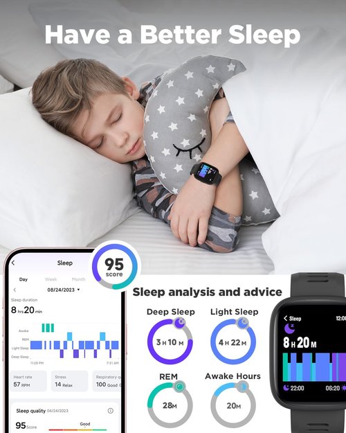 BIGGERFIVE Smart Watch for Kids - 1.8" Fitness Tracker with Heart Rate Monitor & IP68 Waterproof | Fun Puzzle Games for Ages 5-16