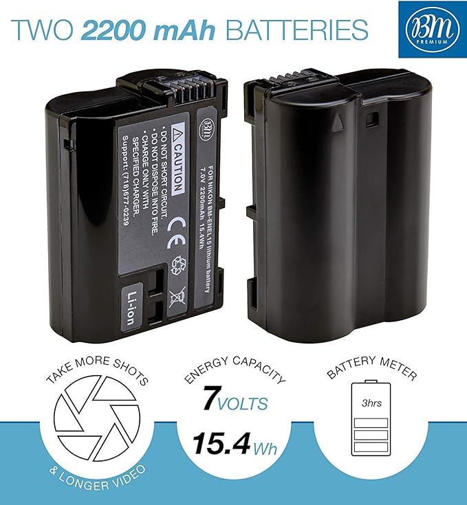 BM Premium 2-Pack EN-EL15B Batteries & Dual Bay Charger