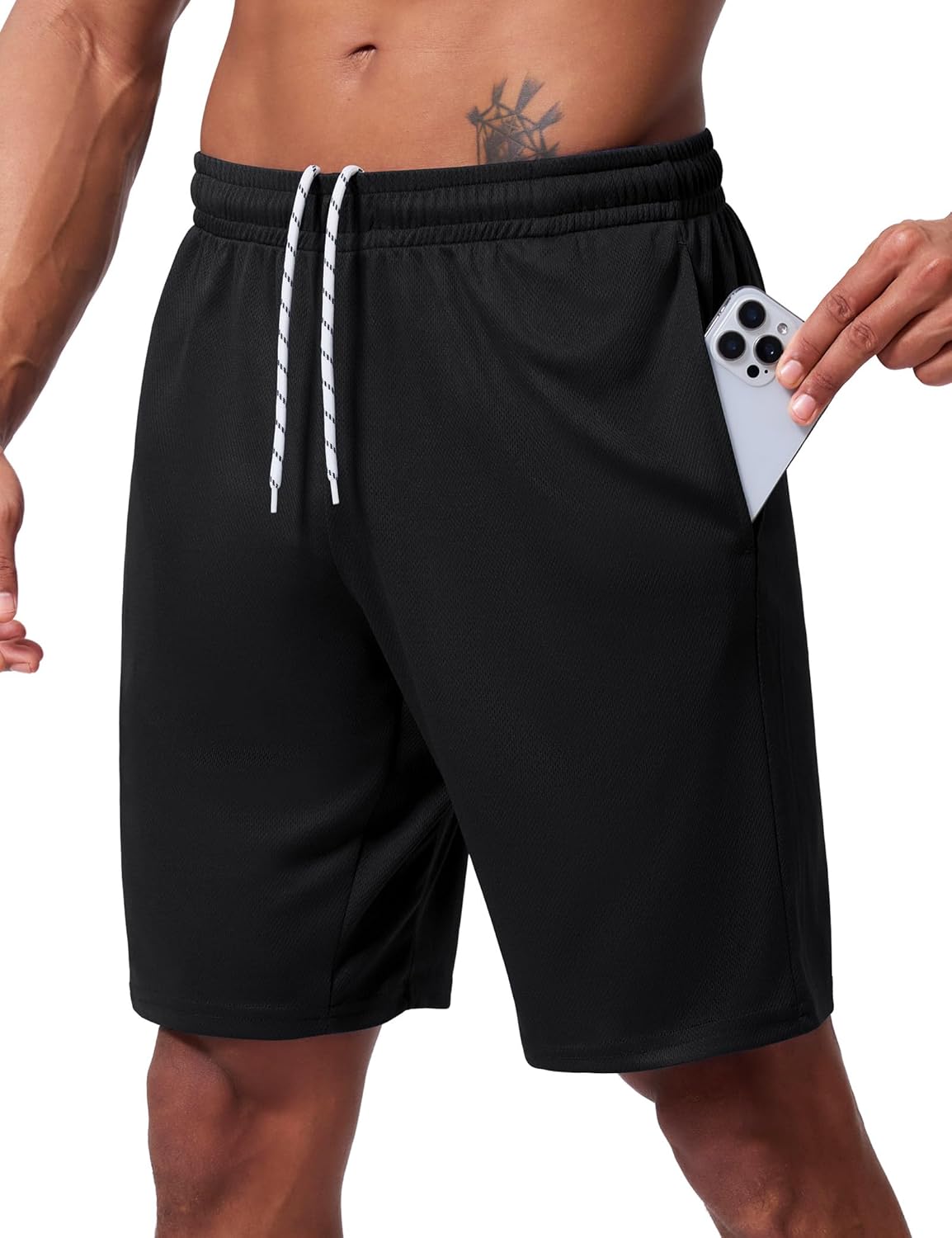 Skiennix Men's Athletic Shorts - Quick Dry 9-Inch Inseam Mesh Basketball & Gym Running Shorts