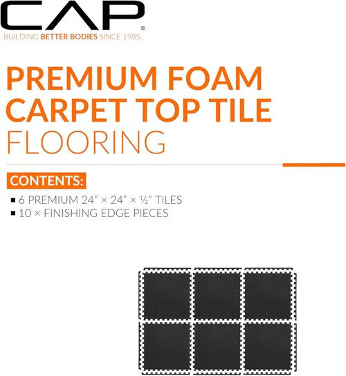 CAP Barbell Interlocking EVA Foam Puzzle Mat Tiles - 24" x 24" x 1/2" | Durable & Versatile Colors