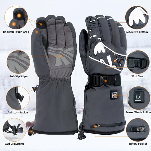 Minthouz Heated Gloves for Men Women, Rechargeable Heated Gloves, Touchscreen Waterproof Electric Hand Warmers for Winter Outdoor Work, Motorcycling, Hunting, Skiing, Camping