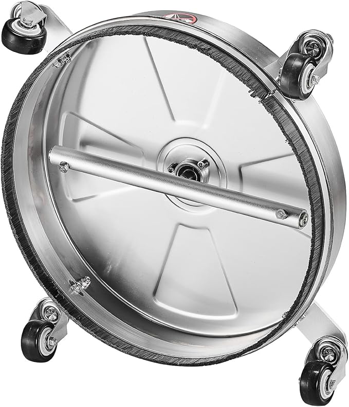 VEVOR 16.5 Inch Pressure Washer Surface Cleaner, 4000 PSI Stainless Steel Attachment with 4 Wheels, 2 Nozzles, 1/4 Inch Quick Connect and 2 Wands for Concrete, Patio, Deck