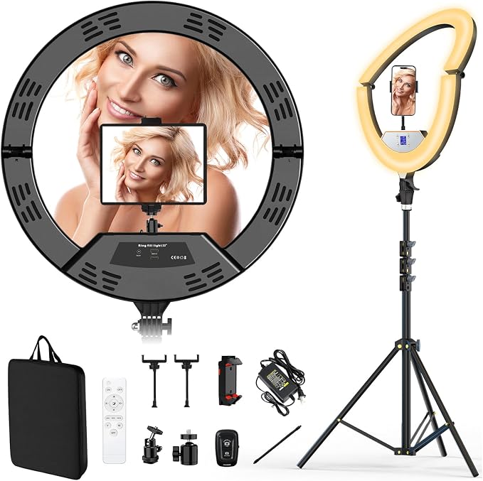22" Large Ring Light with Stand, Foldable LED Big Ring Light Tripod