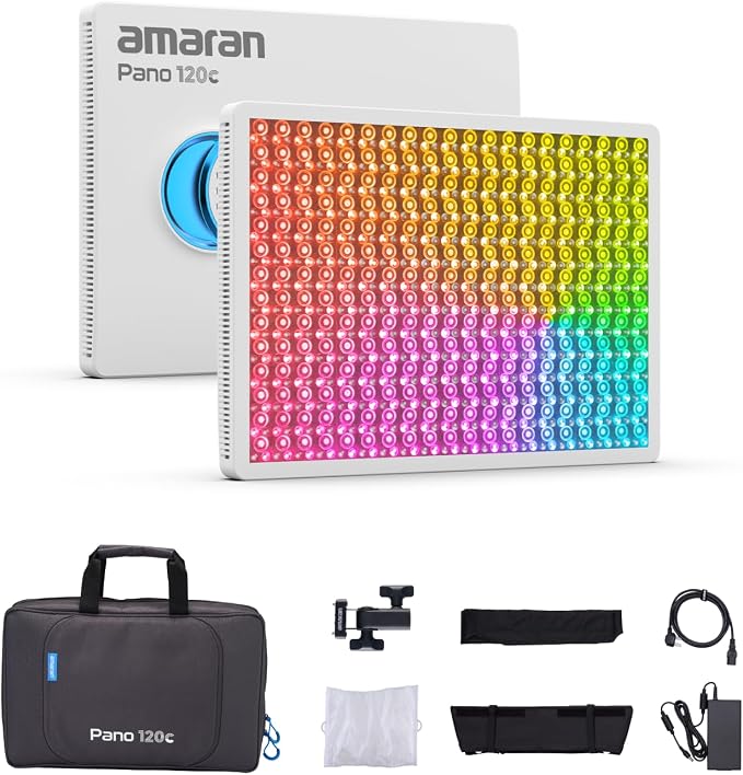 amaran Pano 120c Kit RGB LED Video Light, 120w Full Color Panel Light, Compact