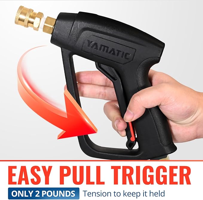 YAMATIC Pressure Washer Gun with Foam Cannon, 4000 PSI Car Washer Foam Blaster with 1/4" Quick Connect, 5 Power Washer Nozzle Tips and 4OZ Soap, 1 Liter, Pressure Washer Gun Swivel 3/8" &M22 Inlet