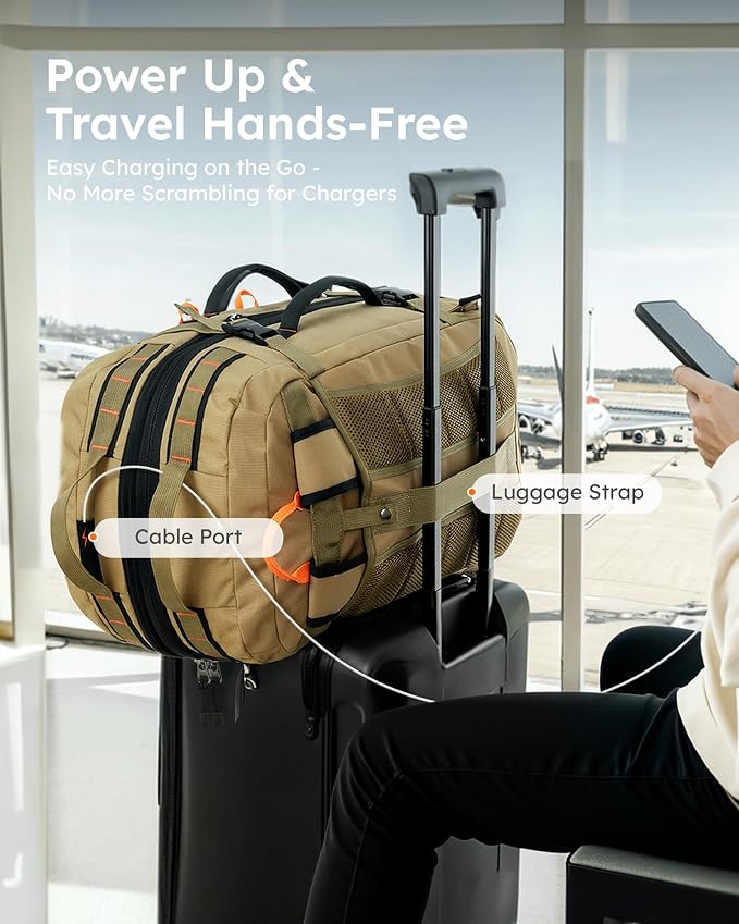 Tolaccea Travel Backpack for Men Women, 40L-50L Carry On Backpack