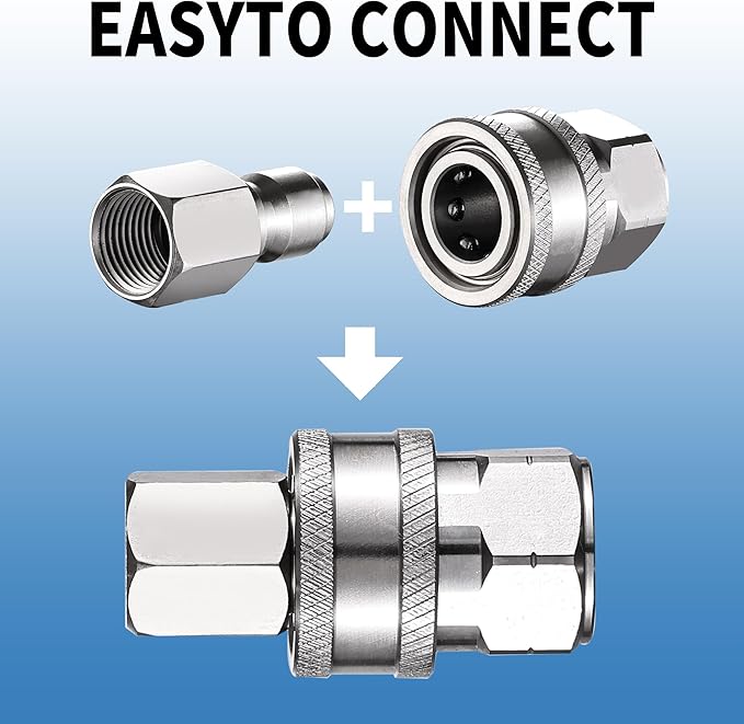 Selkie 3/8" Pressure Washer Quick Connect,8Pack Pressure Washer Fittings, Stainless Steel Adapter Set, Female Thread