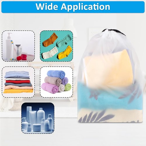 COIDEA Waterproof Travel Drawstring Shoe Bags - 5 Clear Packing Essentials for Men & Women, 15.7 x 11.8 Inches