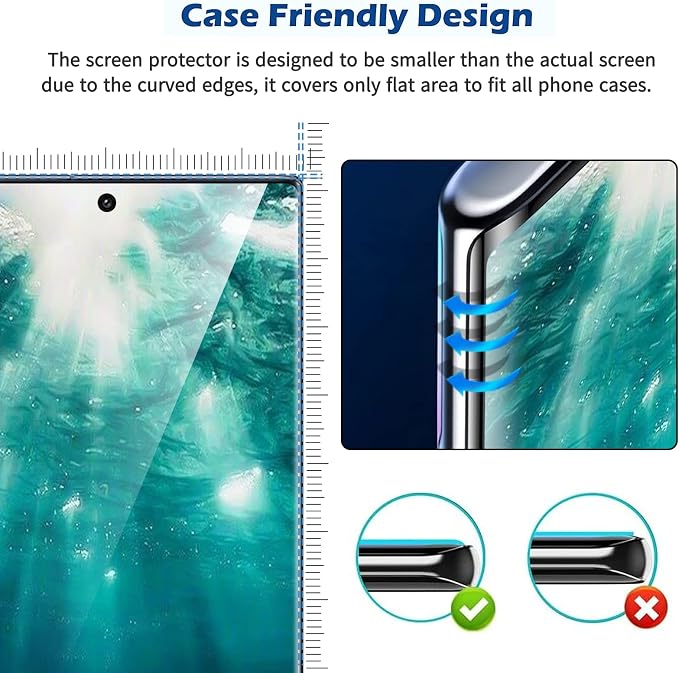 3 Pack Galaxy S21 Ultra Screen Protector, HD Clear Tempered Glass, Fingerprint
