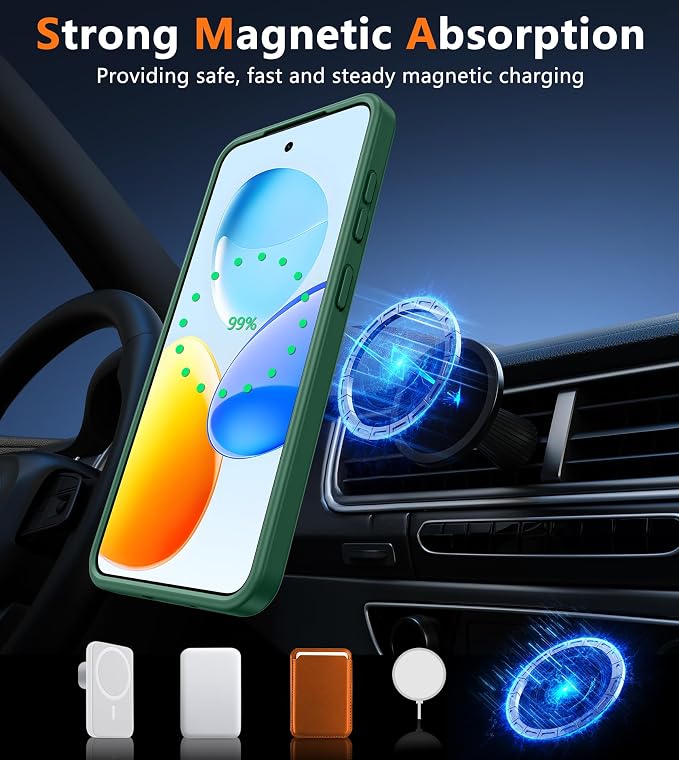 FNTCASE for Samsung Galaxy S25 Case: Magnetic Translucent Matte Shockproof Slim