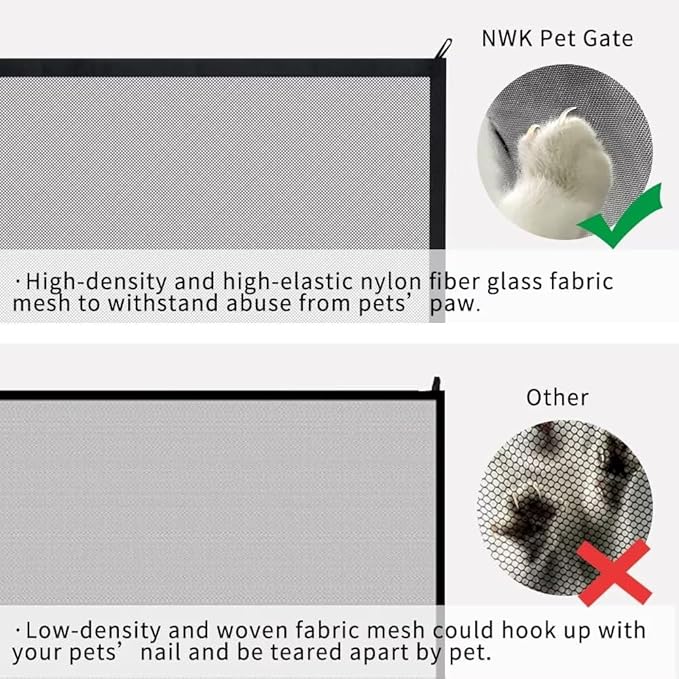 NWK Pack of 2 Magic Dog Gate for Stairs Pet Gate for The House Providing a Safe Enclosure for Pets to Play and Rest, 6 Hooks Design (2, 35''X30'')