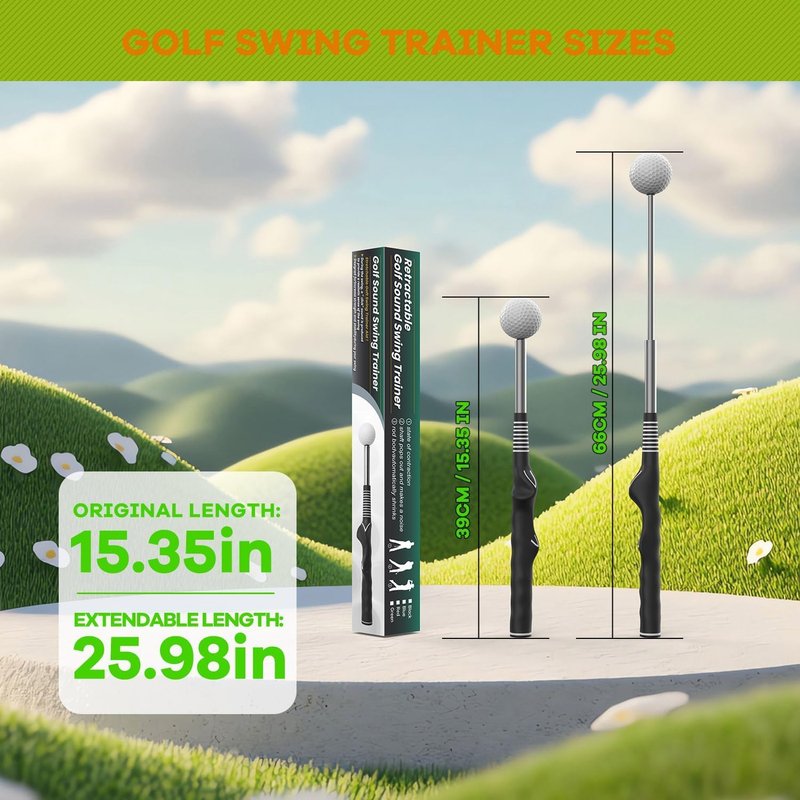 Retractable Golf Swing Trainer,Warm-Up Golf Training Aid,Golf Grip Trainer,Right-Handed Strength & Tempo Training for Chipping Hitting,Golf Accessories for Men (Right Handed-Jet Black)