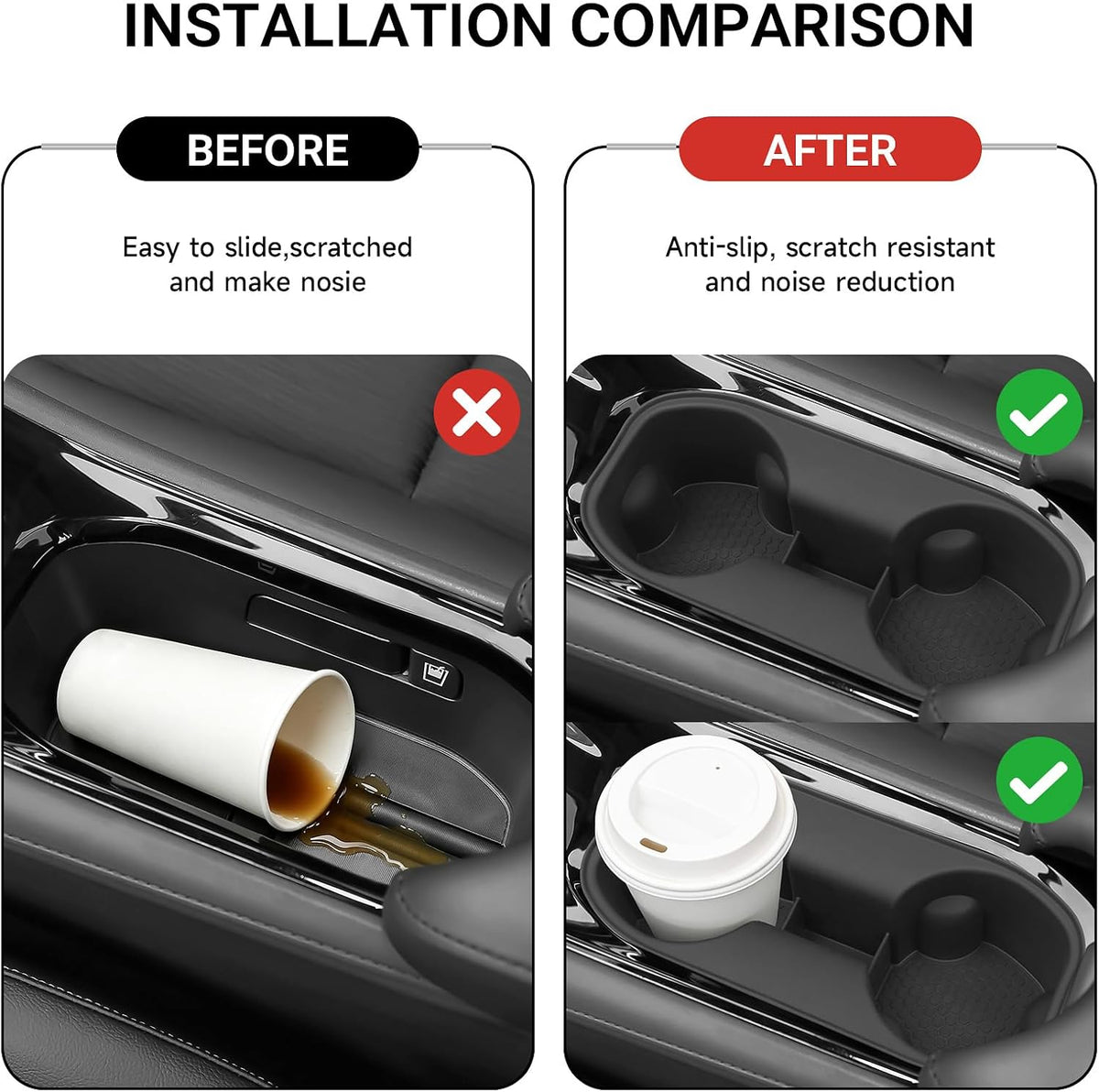Hellet Upgrade 2PCS Car Cup Holder Compatible with Honda 2016-2022 HRV HR-V Accessories ABS & Silicone Material OEM Style Inserts Center Console Organizer