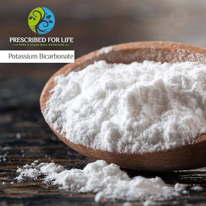 Prescribed for Life Potassium Bicarbonate Powder, Pure USP & Food Grade Potassium Bicarbonate for Plants, Winemaking, & Baking, Crystalline Powder, 39% K (2kg / 4.4lb)