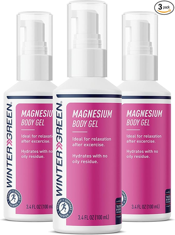 Magnesium Body Gel, Pure Magnesium, Wintergreen Oil, & Arnica Oil, 3-Pack 3.4 Fl Oz Bottles (10.2 Fl Oz Total)