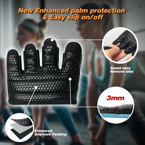Minimal Workout Gloves - Short Micro Weight Lifting Grip Pads with Full Palm Protection for Men & Women
