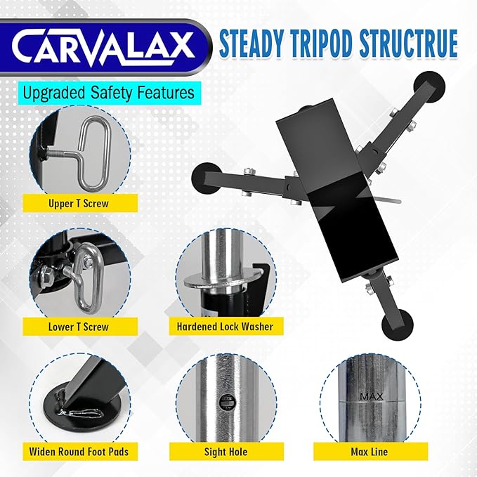 CARVALAX V-Head Pipe Jack Stands, 28"-52" Adjustable Pipe Stand Fits 1/2" - 12" Pipe Capacity w/ 2500LB Load Capacity, Steel Pipe Stand for Welding w/Portable Folding Legs