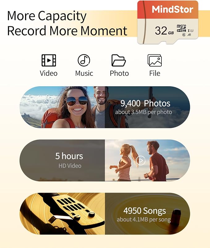 Micro SDHC 32GB Memory Card, MindStor 90MB/s Read Speed TF Card