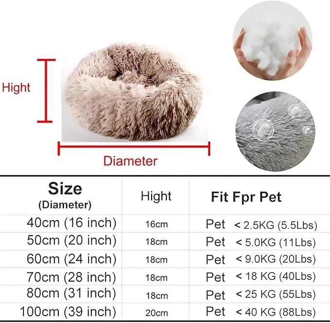 Calming Dog Bed for Small Dogs, Calming Donut Cuddler Pet Bed Anti Anxiety Round Dog Bed Fluffy Plush Faux Fur Cat Bed,Navy Blue,31.5IN