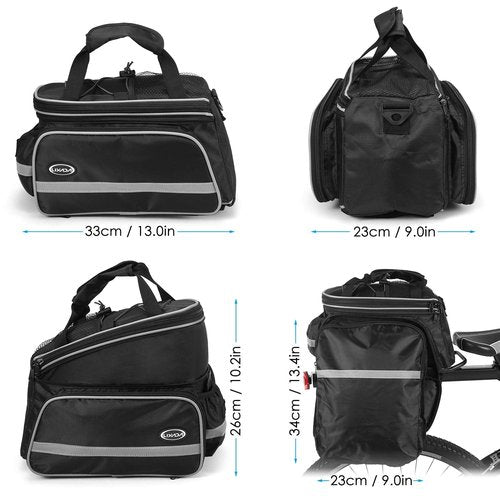 Lixada Bike Trunk Bag Waterproof Bicycle Rack Rear Carrier Bag 25L Bicycle Commuter Bag Bike Rack Bag Pannier Bag Shoulder Bag with Rain Cover