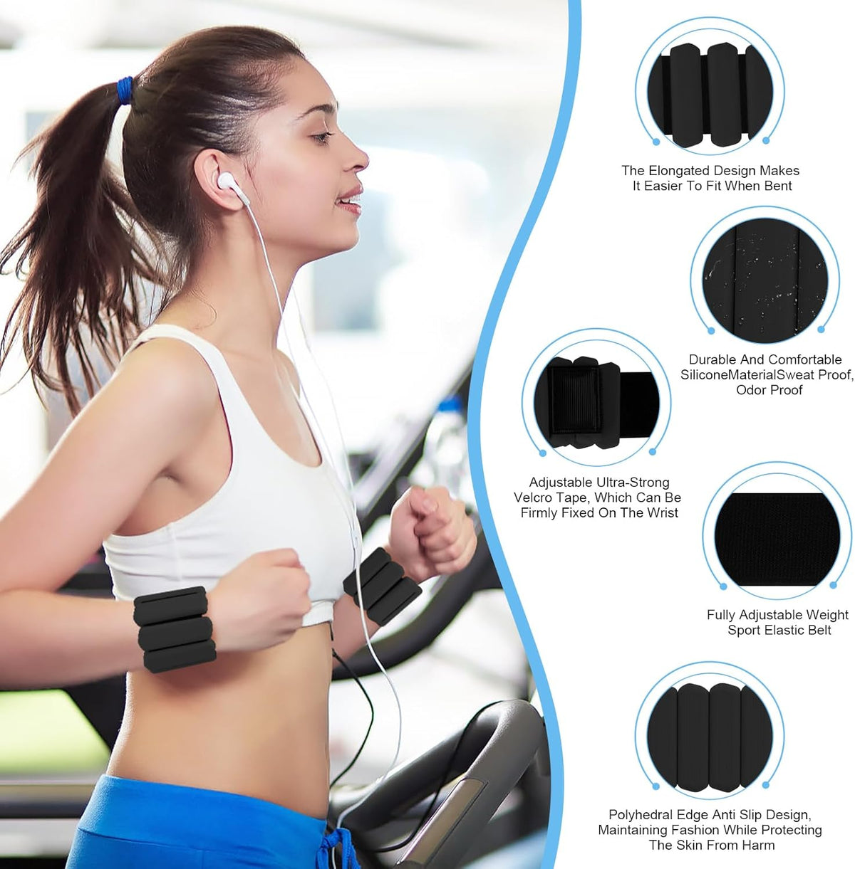 Skiennix Wrist Weights Set - Adjustable 2lb Arm & Leg Weights for Walking, Yoga, Gym | Unisex