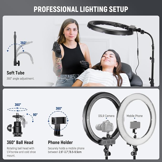 NEEWER Ring Light 18inch Kit: 55W 5600K Professional LED