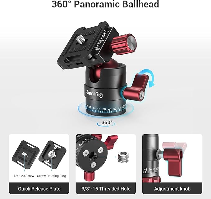 SmallRig Tripod Ball Head 360 Degree Rotating Panoramic Ballhead