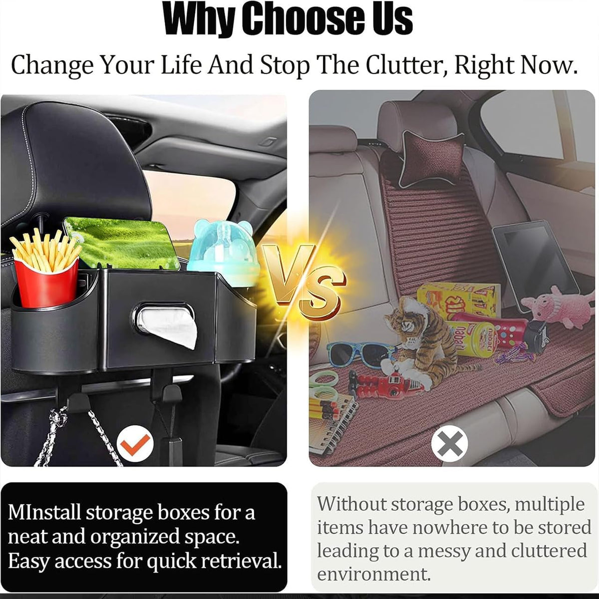 Back Seat Car Organizer, Nappa Leather Seat Organizer with Cup Holders