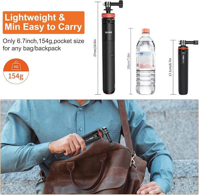 VRIG 20.1" Mini Extendable Gopro Tripod, Portable Selfie Stick Tripod